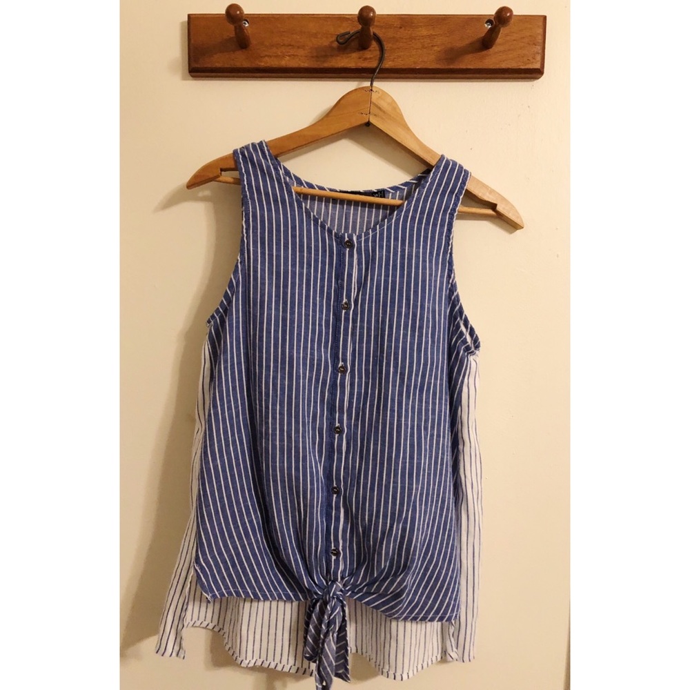 Doe & Rae blue striped tie tank top